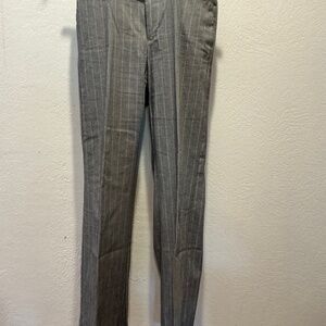 dressy slacks, gray with pink pinstripes